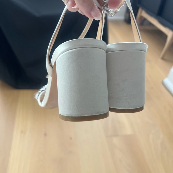 Badgley Mischka Pearl Embellished Silver Heels - Picture 3 of 5